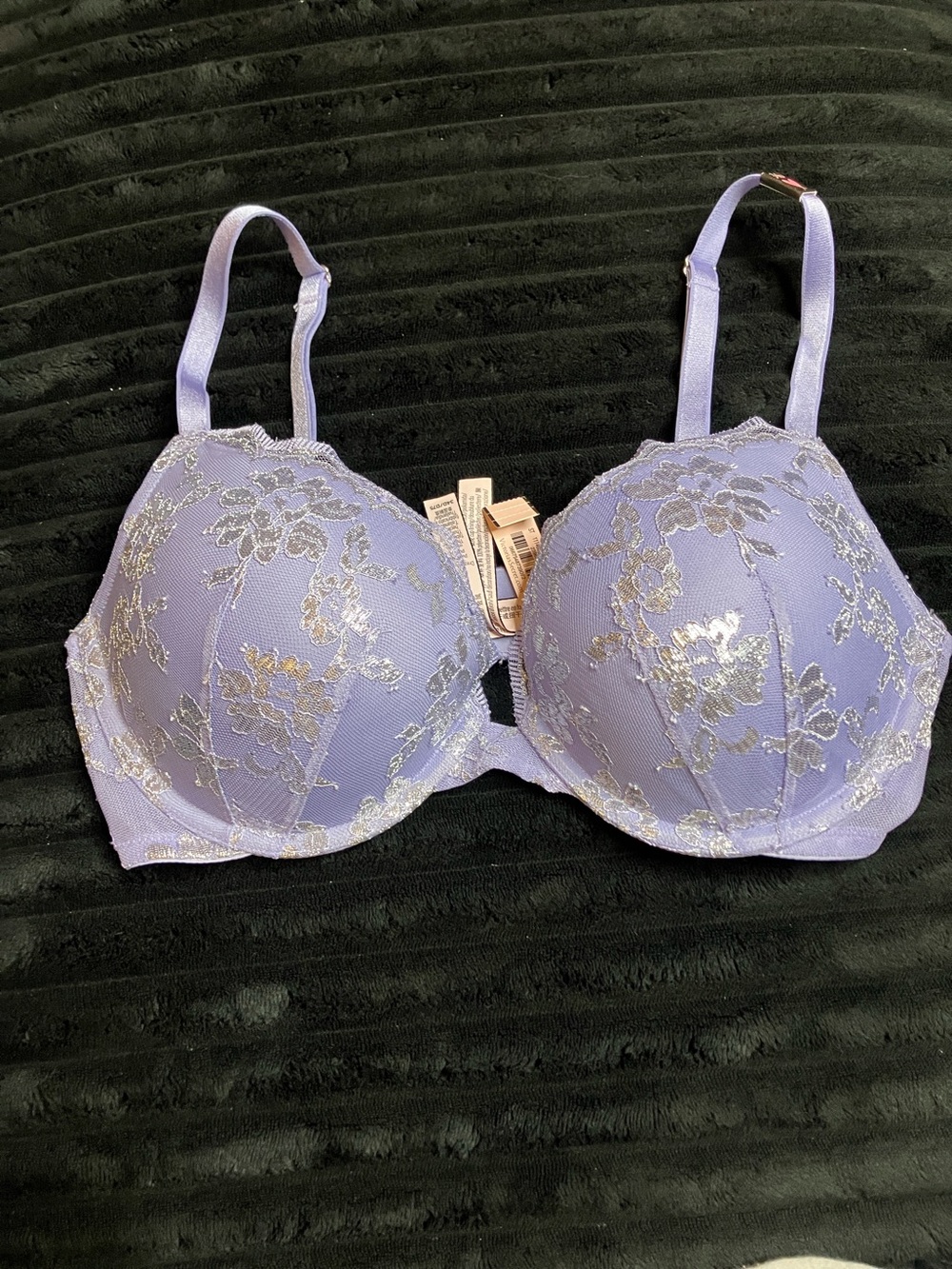 NWT Victoria's Secret Dream Angel Lavender Silver Floral Lace Push-Up Bra 34D